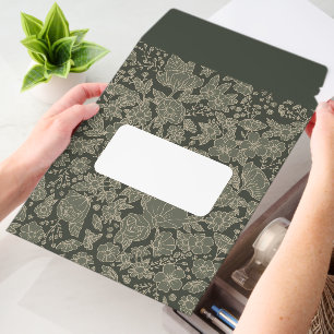 Muted Green Floral Shipping Envelope Mailer
