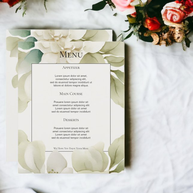 Muted Green Foliage Personalized Wedding Menu (Muted Green Foliage Personalized Wedding Menu from Ricaso)
