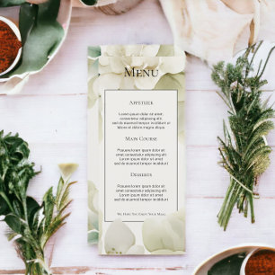 Muted Green Foliage Personalized Wedding Menu Card