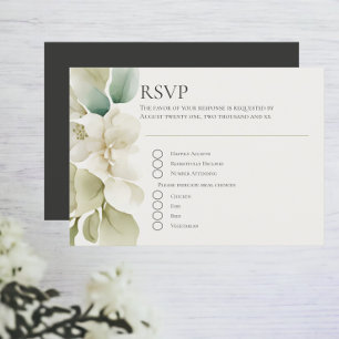 Muted Green Foliage Wedding RSVP Card