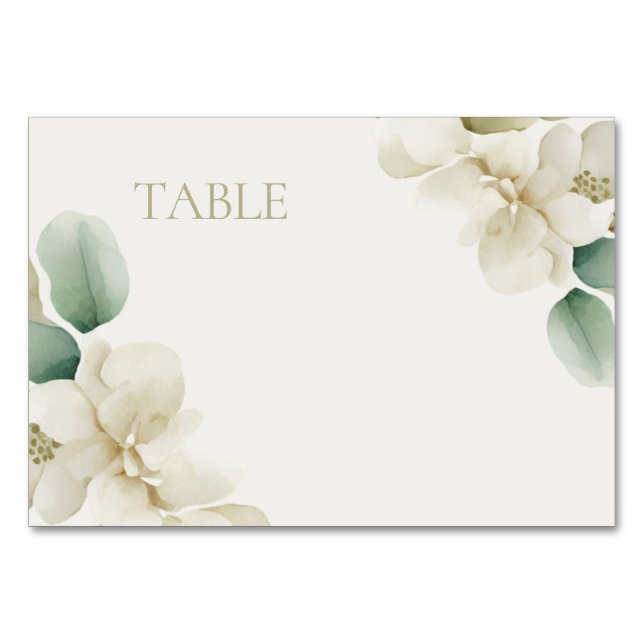 Muted Green Foliage Wedding Table Number (Front)