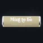 Muted Green Mint to Be Wedding Retro Type<br><div class="desc">Stylish typographic wedding breath mint favors with "Mint to be" in white retro style font and a muted green background. Personalize with your names and wedding dates in white.</div>
