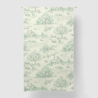 Muted Green Pastoral Farm Animal Toile Print Blackout Curtains