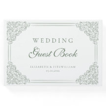 Muted Green Vintage Ornate Bordered Frame Wedding