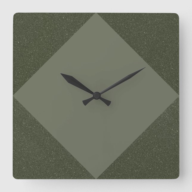Muted Green Wall Clock with Central Diamond Accent (Front)
