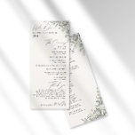 Muted Greenery Botanical Ivory Wedding Program<br><div class="desc">Elegant Muted Greenery Botanical Ivory Wedding Program. The design features an elegant hand-painted watercolor greenery in muted colors, a monogram, and script calligraphy. This template includes space for ceremony details, thank you note, and on the reverse all the wedding party information. Personalize with your information using the template fields provided,...</div>