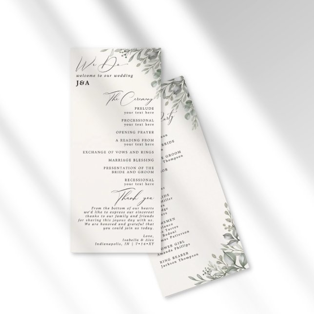 Muted Greenery Botanical Ivory Wedding Program (Creator Uploaded)