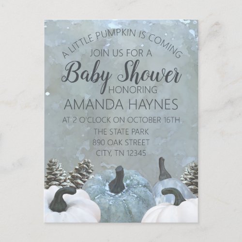 Muted Grey  Sage Fall Baby Shower Invitation Postcard