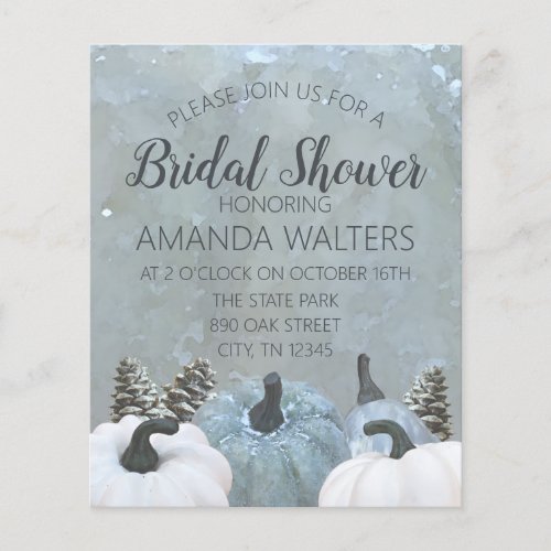 Muted Grey  Sage Fall Bridal Shower Invitation Flyer