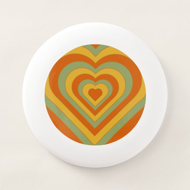 Muted Groovy Retro Layered Heart   Wham-O Frisbee (Front)