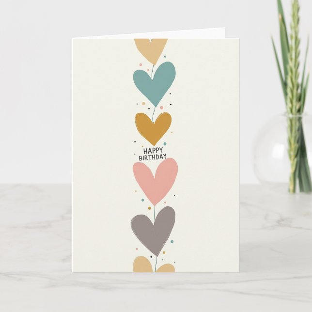 Muted Heart Balloons Card (Front)