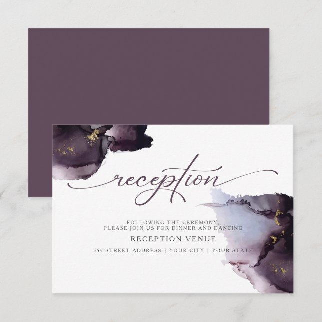 Muted Heather Purple Abstract Watercolor  Invitation (Front/Back)