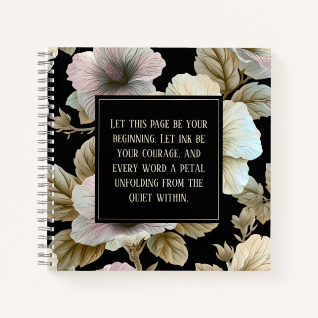 Muted Hibiscus Inspirational Gothic Floral Notebook (Front)