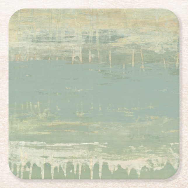 Muted Horizon Square Paper Coaster (Front)