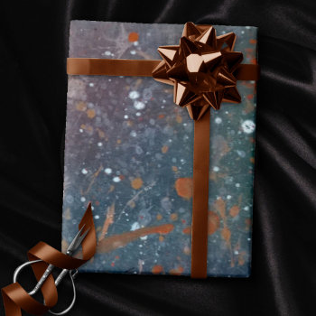 Muted Jewel Tones | Worn Colors White Splatter Wrapping Paper by Fharrynland at Zazzle