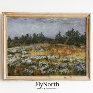 Muted Landscape Print Antique Village Watercolor