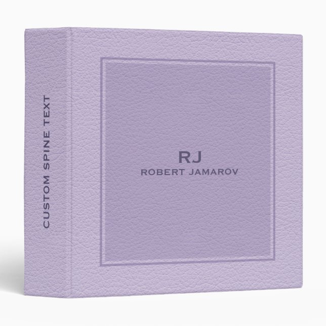 Muted Lavender Leather Texture Look 3 Ring Binder (Front/Spine)