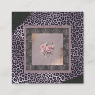 Muted lavender rose grunge style floral square business card