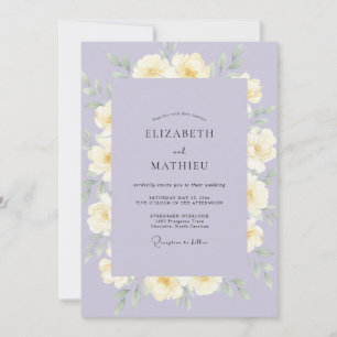 Muted Lavender Yellow Wreath Wedding Invitation