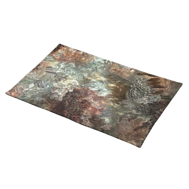Muted Layers of Brown Crystals Cloth Placemat (On Table)