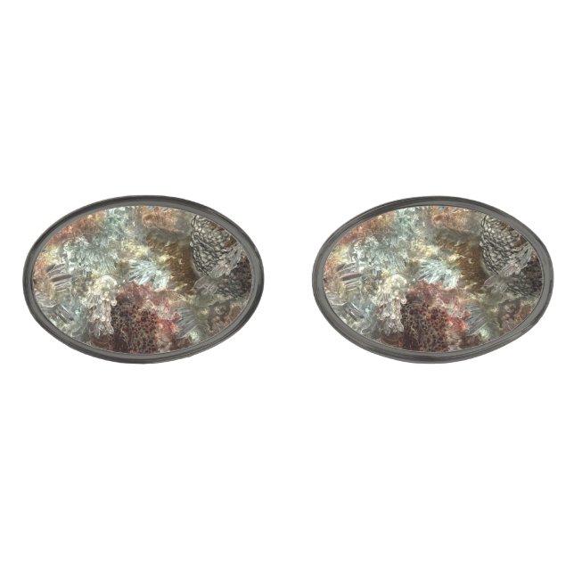 Muted Layers of Brown Crystals Cufflinks (Front)