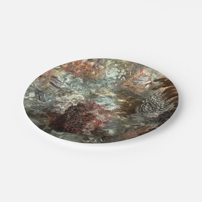Muted Layers of Brown Crystals Paper Plates (Angled)
