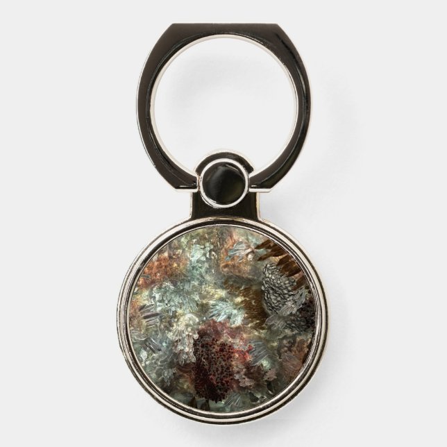 Muted Layers of Brown Crystals Phone Ring Stand (Front)