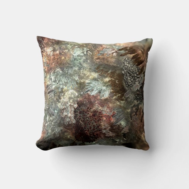 Muted Layers of Brown Crystals Throw Pillow (Front)