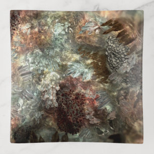 Muted Layers of Brown Crystals Trinket Tray