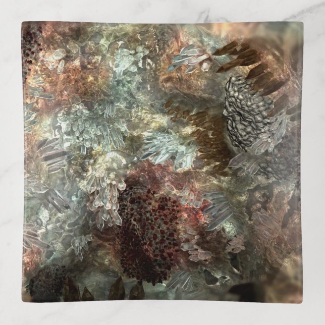 Muted Layers of Brown Crystals Trinket Tray (Front)