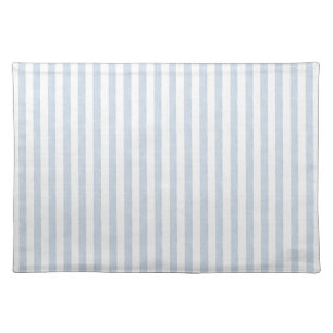 Muted Light Blue White Coastal Stripe Scandinavian Cloth Placemat