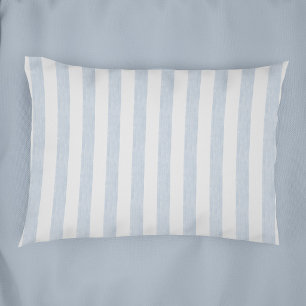 Muted Light Blue White Coastal Stripe Scandinavian Pillow Case