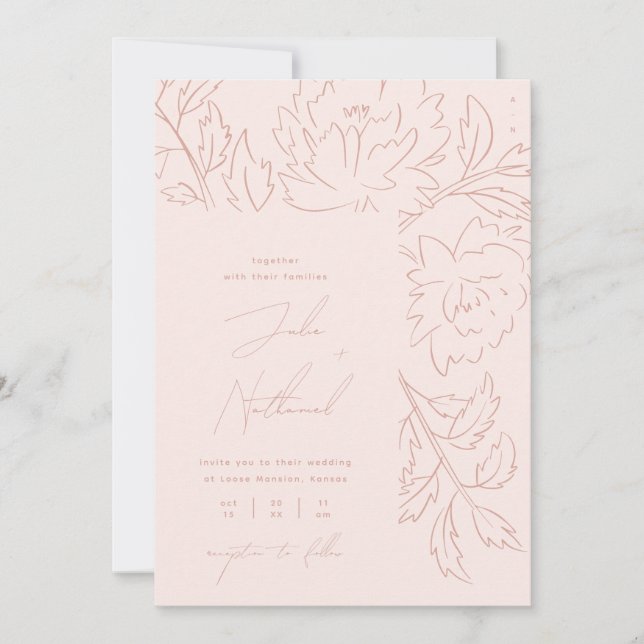 Muted Light Bohemian Floral Wedding Invitation (Front)