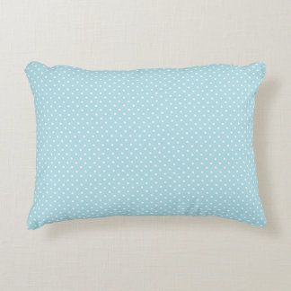 Muted Light Cyan Aqua Blue and Polka Dots Accent Pillow