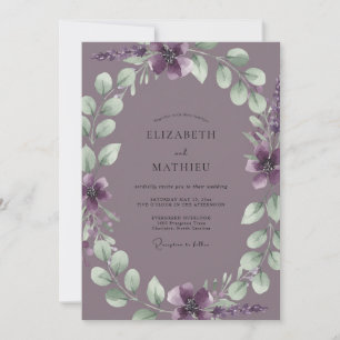 Muted Mauve Foliage Eucalyptus Wedding Invitation