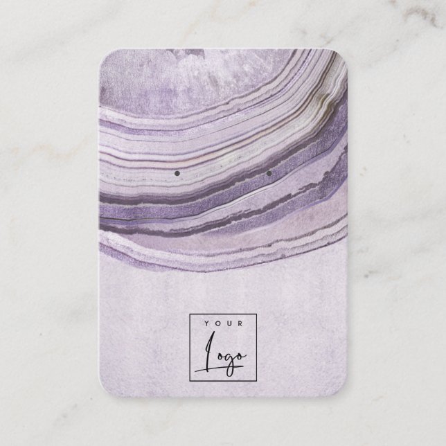Muted Mauve Lilac Agate Earthy Earring Display Business Card (Front)