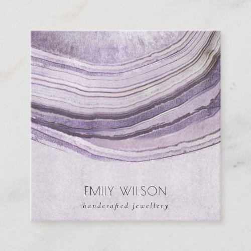 Muted Mauve Lilac Agate Earthy Necklace Display Square Business Card