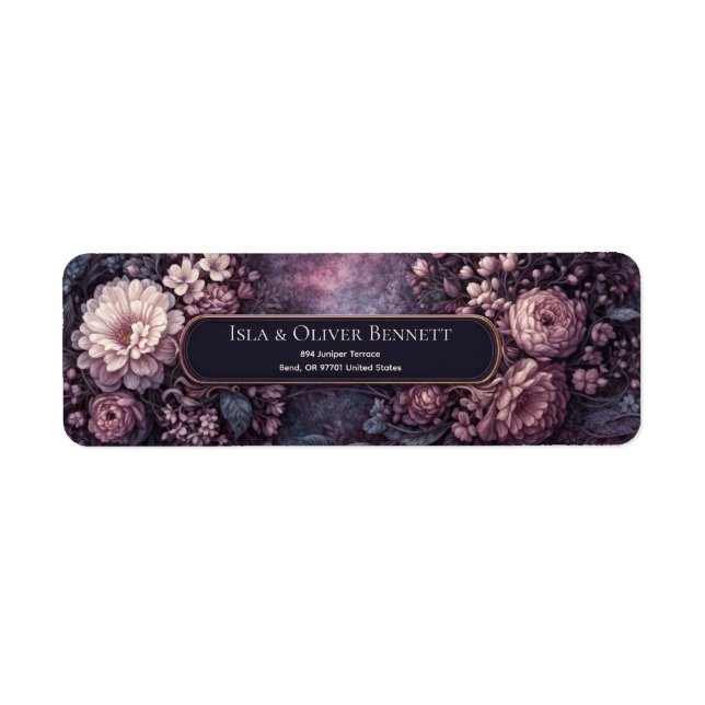Muted Mauve Moody Botanical Ornate Frame Label (Front)