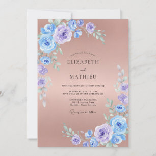 Muted Mauve Periwinkle Petal Wedding Invitation