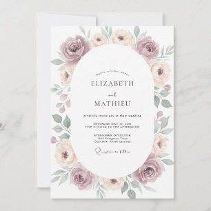 Muted Mauve Slate Peony Wedding Invitation