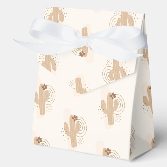 Muted Minimalist Boho Desert Cactus Baby Shower Favor Boxes (Front)