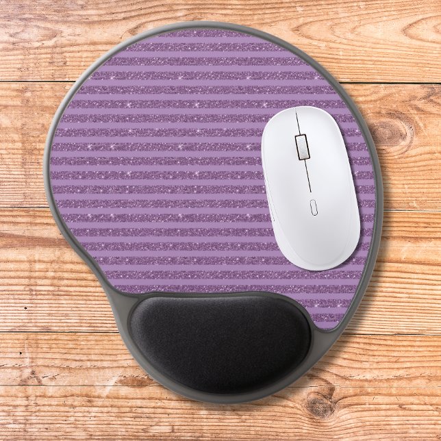 Muted Mulberry Glitter Style Horizontal Stripes Gel Mouse Pad (Creator Uploaded)