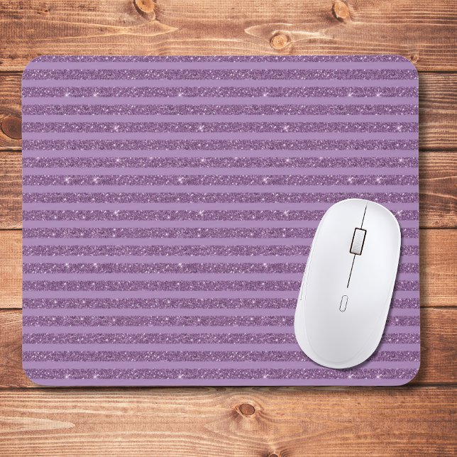 Muted Mulberry Glitter Style Horizontal Stripes Mouse Pad (Creator Uploaded)