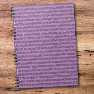 Muted Mulberry Glitter Style Horizontal Stripes Notebook
