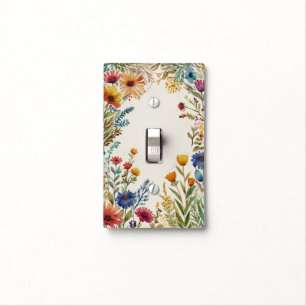 Muted Multicolor Floral Flower Frame Border Light Switch Cover