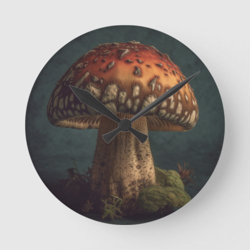 Muted Mushroom Round Clock