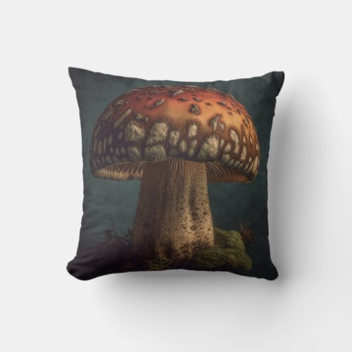 Muted Mushroom Throw Pillow