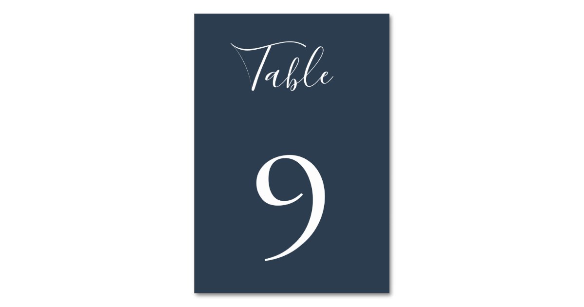Muted Navy Blue Table Number Card Zazzle
