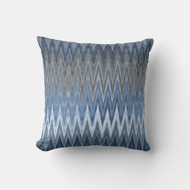 Muted Navy Blue Trendy Wavy Pattern Throw Pillow (Front)