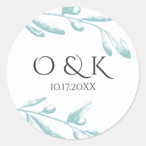 Muted Olive Branches Personalized Classic Round Sticker
